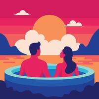 A man and woman are relaxing in a jacuzzi tub vector