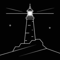 lighthouse, standing tall on a rocky cliff vector