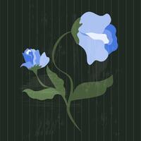 Blue rose on a vintage textured dark green background. Floral illustration for greeting cards, wedding invitations, social media and more design vector