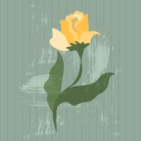 Yellow rose on a vintage textured green background. Floral illustration for greeting cards, wedding invitations, social media and more design vector