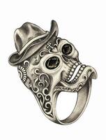 Ring skull day of the dead design by hand drawing on paper. vector