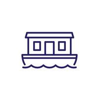 casa flotante línea icono en blanco vector