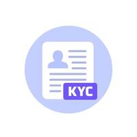 kyc icono, saber tu cliente, plano diseño vector