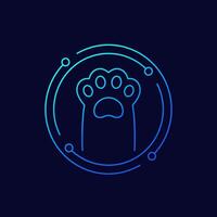 paw of cat or dog icon, linear design vector