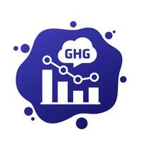GHG, reducing greenhouse gas icon with a graph vector