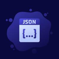 JSON file format icon, design vector