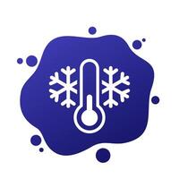 Cold temperature icon with a thermometer, vector