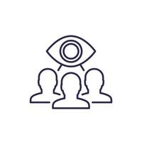 monitoring group line icon, people and eye vector