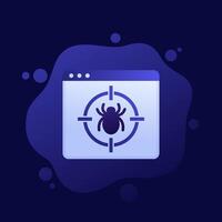 Debugging icon with bug and target, design vector