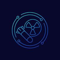 nuclear missile icon, linear design vector