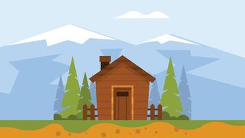 Farm house on mountain side illustration vector