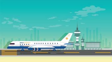 Airport runway and waiting area illustration vector