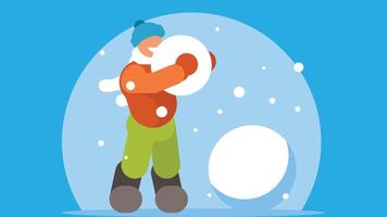 Boy plays with snow balls illustration vector