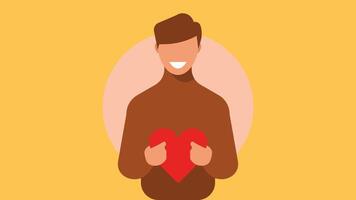 man hold heart icon above him illustration vector