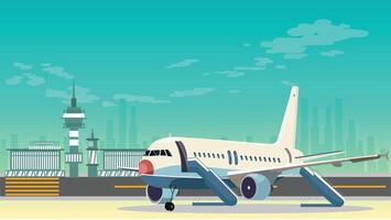 Airport runway and waiting area illustration vector