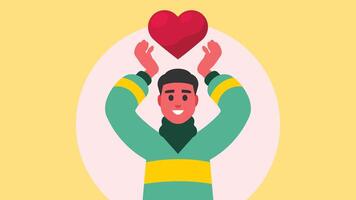 man hold heart icon above him illustration vector