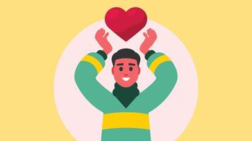 hombre sostener corazón icono encima él ilustración vector