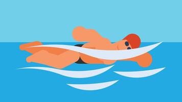 Swimmer athlete swims in ocean illustration vector