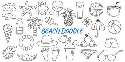 summer collection of editable strokes, beach doodles vector