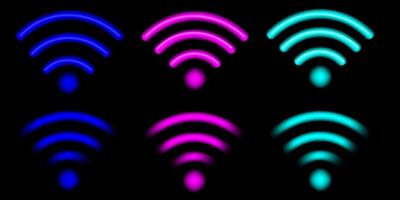 Wi-Fi symbols with neon effect vector