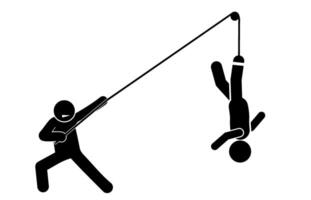 illustration of a rope trap, someone is caught in a rope trap vector