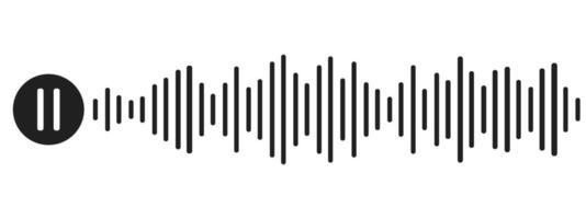 Sound wave decibel audio record simple voice message icon isolated on white background. Podcast player, music track. vector