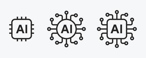 artificial inteligencia ai procesador chip icono símbolo. ai sistema icono ilustración vector