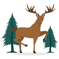 Reindeer And Christmas Tree Illustration vector