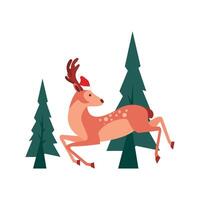 Reindeer And Christmas Tree Illustration vector