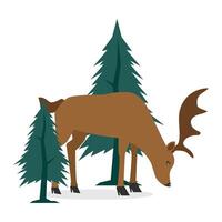 Reindeer And Christmas Tree Illustration vector