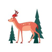 Reindeer And Christmas Tree Illustration vector