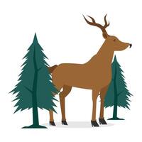 Reindeer And Christmas Tree Illustration vector