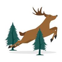 Reindeer And Christmas Tree Illustration vector