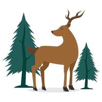 Reindeer And Christmas Tree Illustration vector