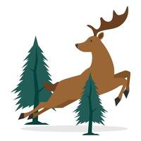 Reindeer And Christmas Tree Illustration vector