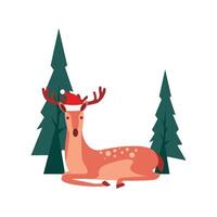 Reindeer And Christmas Tree Illustration vector