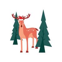 Reindeer And Christmas Tree Illustration vector