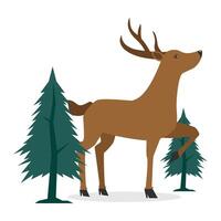 reno y Navidad árbol ilustración vector