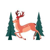 reno y Navidad árbol ilustración vector