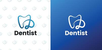 dental clínica logo diseño plantilla, dentista marca con letra d. vector