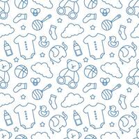 Baby Seamless Pattern Design, A Set of Simple Decorative Elements in a Hand Drawn on Style Cartoon Flat Illustration Template vector