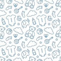 Baby Seamless Pattern Design, A Set of Simple Decorative Elements in a Hand Drawn on Style Cartoon Flat Illustration Template vector