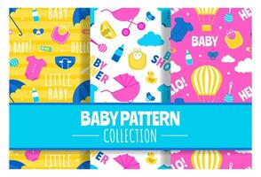 Baby Seamless Pattern Design, A Set of Simple Decorative Elements in a Hand Drawn on Style Cartoon Flat Illustration Template vector