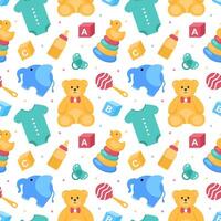 Baby Seamless Pattern Design, A Set of Simple Decorative Elements in a Hand Drawn on Style Cartoon Flat Illustration Template vector