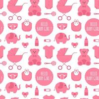 Baby Seamless Pattern Design, A Set of Simple Decorative Elements in a Hand Drawn on Style Cartoon Flat Illustration Template vector