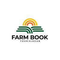 FARM BOOK FIELD SUN LOGO ICON ILLUSTRATION vector