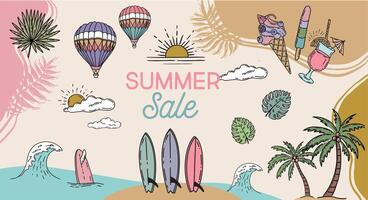 Summer sale, hand drawn illustration. vector