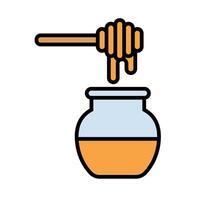 Honey jar and honey Dipper icon. vector