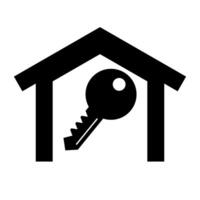 House and key silhouette icon. vector