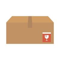 Fragile caution cardboard box icon. vector